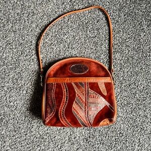 Vintage burnt orange purse with patch work